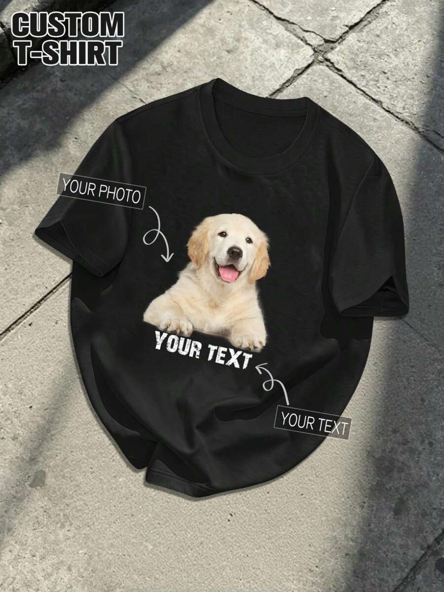Men's T-Shirt, Personalized Customization, Summer And Autumn Styles, Work Clothes,Valentine's Day/Birthday/Anniversary Gifts - Black - View 1