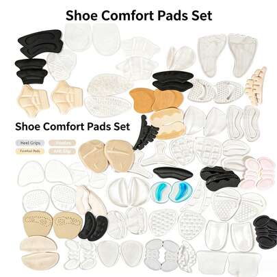 10 Pairs Random Styles, Self-Adhesive Gel Shoe Cushion Pads, Anti-Wear Heel Grips & Forefoot Inserts, Soft Comfort Shoe Insoles For High Heels Daily