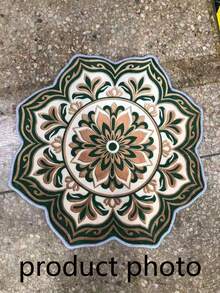 1件深綠色曼陀羅花形地毯，裝飾地毯，臥室裝飾，地板墊，地毯，家居裝飾，客廳地毯，大客廳地毯，臥室地毯，客廳家居裝飾，戶外地毯，可水洗地毯 - 彩色 - 查看 3