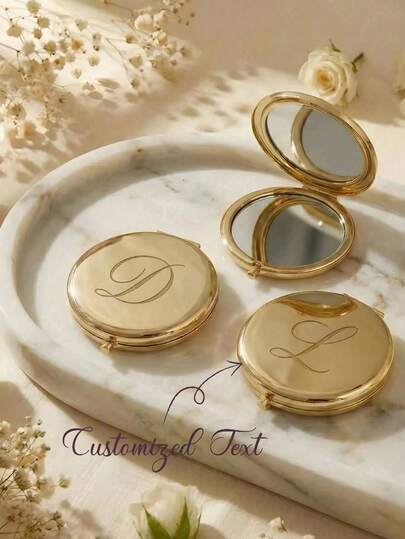 Customized Makeup Mirror, Engravable, Elegant Stainless Steel Material, Bridesmaid Gift, Birthday Floral Makeup Mirror, Women's Pocket Mirror, Bridesmaid Thank You Gift, Bride Wedding Gift, Eternal Love, Bridesmaid Invitation, Gift For Her