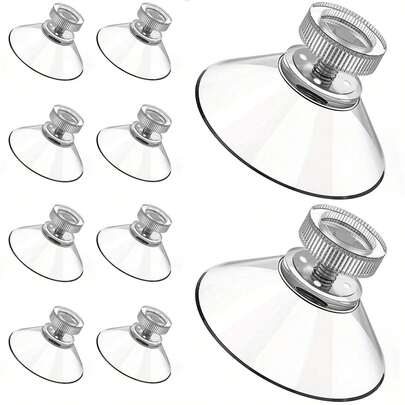 3/6/8pcs Transparent Round Threaded Suction Cup With Plastic Nut (32mm/1.26in) – Practical Drill-Free Easy Install Suction Cup Hook, Suitable For Glass, Home, Kitchen, Bathroom Wall, Window, Car, Etc.