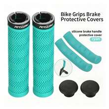 MOTSUV Mountain Bike Bicycle Riding Non-Slip Soft Handlebar Grips Set, Universal Lock-On, Rubber + Silicone Brake Grip Protector Kit - Multicolor - View 11