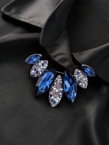1pc Luxury Blue Purple Crystal Rhinestone Anti-Exposure Brooch, Women's Shirt Collar Fastener, Dress Suit Cardigan Decorative Pin, Suitable For Commuting, Banquet, Wedding And Daily Wear - Multicolor - View 8
