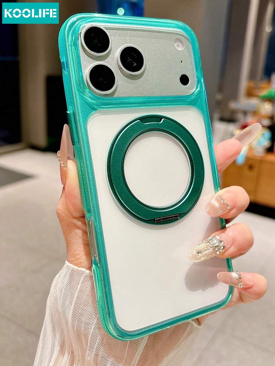 Koolife 1 buah Casing Ponsel Magnetik dengan Stand Putar 360°, Jendela Pelindung Kamera Besar, Casing Tahan Guncangan Kompatibel dengan MagSafe, Hadiah Sempurna untuk Wanita dan Anak Perempuan, Kompatibel dengan iPhone 17/17 Pro/17 Pro Max