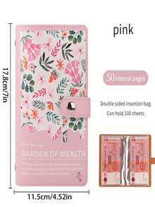 1pc PU Leather Printed Envelope Style Savings Challenge Binder, Portable Large Capacity Money Budget Folder, Universal Cash, Card, Photo And Stamp Storage Organizer, Office Multi-Functional Storage Organizer - Multicolor - View 8
