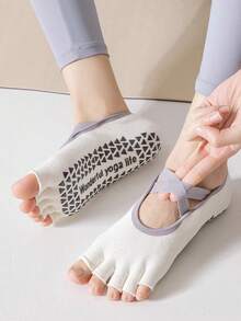 1/3/6 Pairs Women's Open Toe Five-Finger Yoga Socks, Summer Thin Professional Non-Slip Adult Indoor Sports Split Toe Pilates - Multicolor - View 5