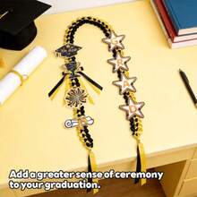 Graduation Lei Class Of 2026, Double Braided Ribbon Lei With Letter Charms Tassel, Graduation Leis Necklace For Grad Party Decorations Gift For Men Woman, Black And Yellow - Yellow - View 4
