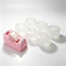 1 Set 7pcs Pink Tape Dispenser (1 Cutter + 6 Rolls Transparent Tape), For Office, Home, School Transparent Gift Wrapping Tape - A - View 11