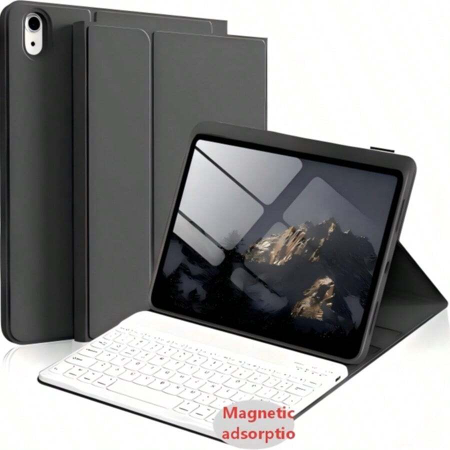 Keyboard Leather Case For Tablet, Book-Style Tablet Protective Shell, Ultra-Thin Bluetooth Keyboard + Tablet Protective Case Stand, Anti-Drop/Anti-Shock/Anti-Dust/Anti-Fingerprint, Keyboard Case For Samsung/S11 Series Models HuaweiMatePad Series Models / HonorPad Series Models / XiaomiPad Series Models / RedmiPadseries Models/LenovoTab Series Models/LenovoXiaoxinTab Series Models/LenovoIdeaTab Series Models - 黑色 - 查看 1