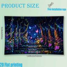 1pc QD_VIVIOS UV Glow-In-The-Dark Tent Fabric, Suitable For Beach Camping, Portable Lightweight Polyester Canopy With Colorful Butterfly And Forest Floral Pattern, Easy To Assemble Sunshade (Frame Not Included) - A - View 2