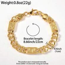 Vintage Exquisite 14K Gold Plated Copper Floral Pattern Bracelet, Unisex, Daily Wear - Gold - View 7