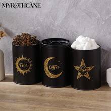 Myrothcane 3Pcs Star Moon Sun Pattern Airtight Storage Jar Large Capacity Food Container For Kitchen Coffee Tea Sugar Organization - Black - View 6