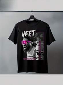 Sublimerings-T-shirt Jey Usoo - Anpassning av namn/logotyp/design på tjock 230GSM bomull, rundhalsad kortärmad fritidskläder för fester, festivaler, presenter (maskintvättbar - Svart - Visa 1