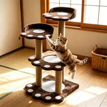 Cat Climbing Frame 60*52*85cm Multi-Level Paw Shape Cat Tree Tower Random Color Delivery Sisal Scratching Post Perch Platform Nest Toy For Indoor Kitten Adult Cat Rest Play Activity Furniture - Multicolor - View 5