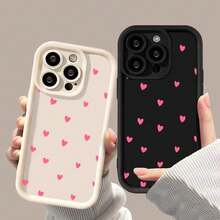 Cute Mini Heart Shockproof Phone Case For IPhone 16 Plus 15 Pro 14 13 12 11 17 Pro Max 16E 17 Air Matte Soft Silicone Back Cover - 酒紅色 - 查看 2