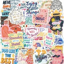 TOOUEE 100pcs/Pack Pink Inspirational English Phrases Stickers ,Encouraging Positive Phrase Text Design Stickers For Water Bottle Scrapbook Guitar Laptop Computer Phone Case, Reward Stickers For Teens Students Teachers Planners Employees Birthday - Multicolor - View 6
