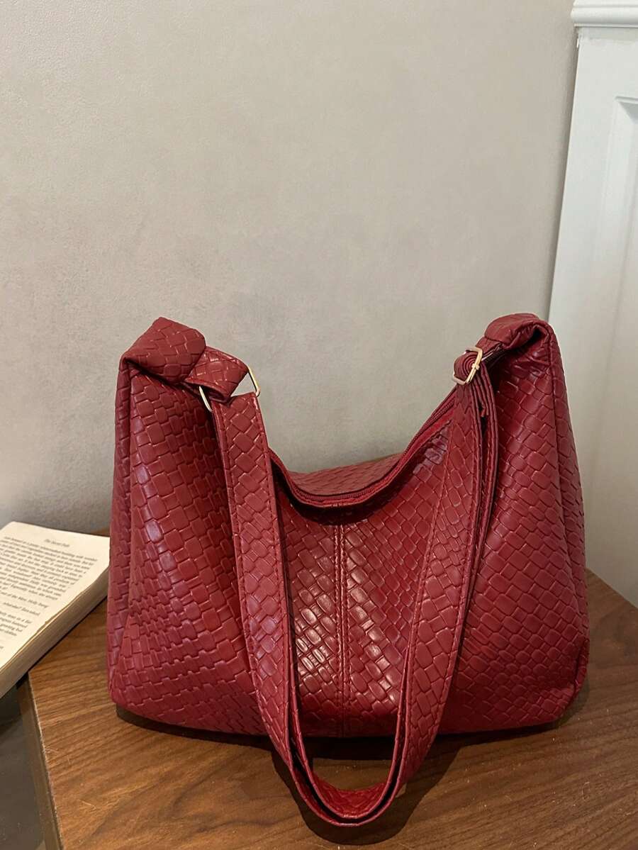 New Large Tote Bag For Women, Fashionable Design Shoulder Bag With Premium Texture - Red - View 1
