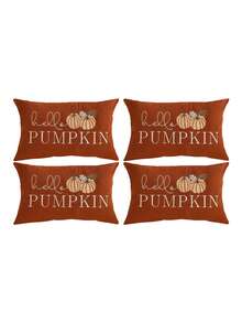 1/2/4件感恩節抱枕套 Hello Pumpkin 字母裝飾枕套 單面無刺繡 適用沙發、客廳、臥室家居裝飾 不含枕芯 - 彩色 - 查看 18