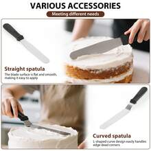 Aluminum Alloy Cake Turntable, 12-Inch Rotating Stand For Baking, Pastries And Cupcakes, 35-Piece Accessory Set, 30 Cm Diameter, Including 3 Dough Scrapers, Piping Bag And Piping Nozzle Set - View 7