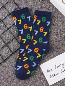 1 Pair Fun Socks - With Number 67, Unisex Mid-Calf Socks, Fashionable Versatile Socks, Suitable For Office, Home, Travel, Sports Wear - Multicolor - View 4