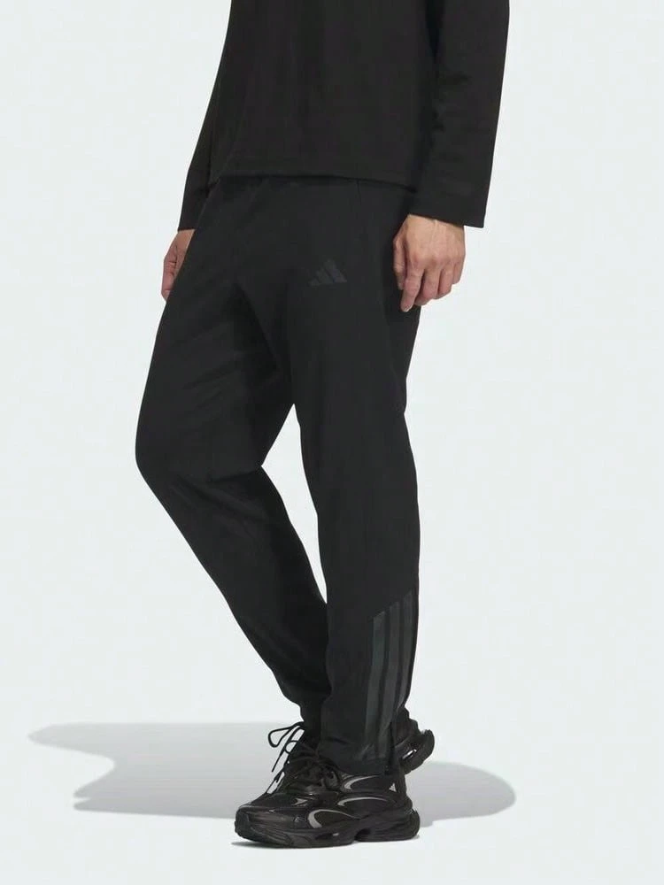 adidas Wind BONDED FLEECE OPEN HEM 運動拉繩條紋反光薄絨收口運動長褲 男款 - 黑色 - 查看 1