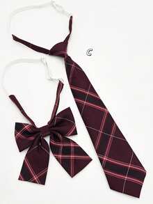 Set Dasi Kupu-Kupu Bergaris Klasik Seragam JK Wanita (2pcs/Set), Dasi Gaya Inggris untuk Siswa Remaja, Cocok untuk Dipakai di Kampus, Gaya Natal - beraneka warna - View 6