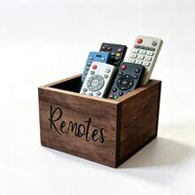 Wooden Desktop Storage Box, Cosmetic Organizer, Bathroom Storage Box, Living Room Remote Control Holder - A - View 5