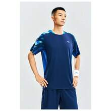 Anta Dingyin Men's New Quick-Dry Breathable Short Sleeve T-Shirt, Sports Training & Competition Top - Deep-sea Blue-3 - View 3