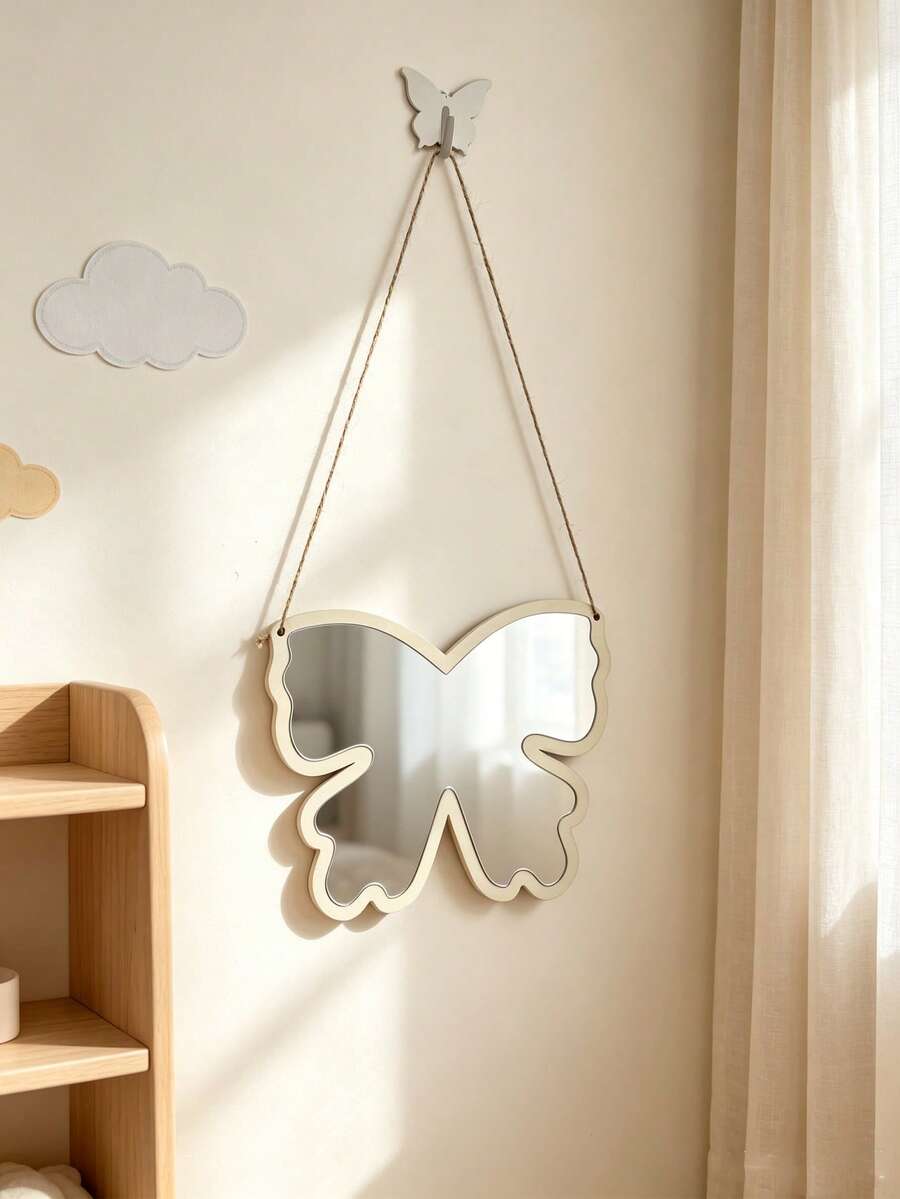 1pc Butterfly Mirror Ornament, Can Be Used As Hanging Decoration, Suitable For Baby Room, Newborn Essentials, Room Decor, Girls Room Decor, Newborn Must-Have Items - Multicolor - View 1
