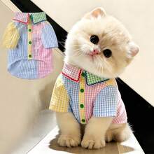 1pc Pet Shirt, Casual Comfortable Breathable, Spring/Summer Cat & Dog Clothes, Suitable For Teddy Poodle And Other Small Pets - Multicolor - View 1