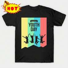 Stretchy Comfortable Women's T-Shirt International Youth...Back To School    Concert Outfits - 黑色 - 查看 1
