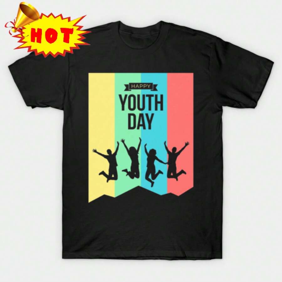 Stretchy Comfortable Women's T-Shirt International Youth...Back To School Concert Outfits - 黑色 - 查看 1