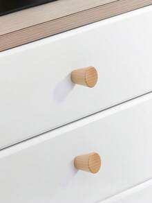 2pcs Wooden Round Drawer Pulls, Cabinet Knobs, Dresser Handles - Beech - View 6