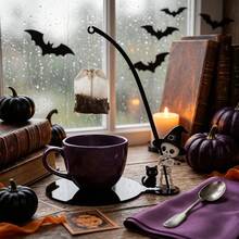 1/4pcs Fun Halloween Tea Bag Hanger With Witch Hat, Black Cat, Skull, And Ghost Designs; Suitable For Cafes, Kitchens, Table Decorations, And Party Favors. - Multicolor - View 4