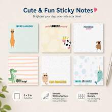 3/6pack/Cute Animal Fun Memo Book, 3x 3-Inch Smart Fun Memo Book Set, Fashionable Gift Creativity - 3*3in - View 3
