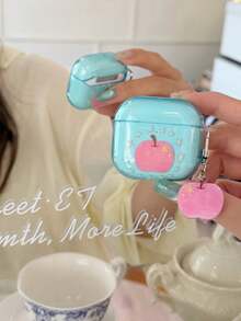Casing Earphone Apple Pods 4 Pro 3 Generasi ke-3 Warna Pink Gaya Korea, Pelindung Earphone Bluetooth Nirkabel Apple Pods 1/2 Generasi ke-2/ke-3 untuk Wanita - Biru - View 12