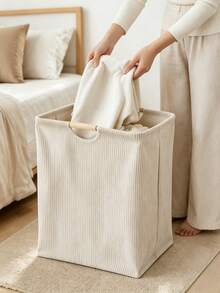 Large Foldable Laundry Basket With Bamboo Handle, Freestanding Waterproof Clothes Storage Bin, Suitable For Laundry Room, Bedroom, Dorm, Towels, Multi-Functional Laundry Storage Basket - Multicolor - View 9