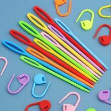 30-Piece Sweater Needle And Stitch Marker Set, Including 10 9cm Sweater Needles, 10 7cm Sweater Needles, And 10 Stitch Markers Random Color - A - View 1