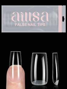 AILLSA 112/224/336pcs Square Acrylic Nail Tips, 14 Sizes Semi-Matte Inner Side Full Set Acrylic Nail Tips, Suitable For Nail Salon And DIY Nail Art Acrylic Nail Tips Or Nail Products - Clear - View 1