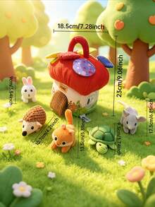 1pc Unisex Animal Plush Doll With Built-In Paper Ring, Squeaker, Bell And Mirror, Multi-Functional Early Education Doll, Suitable As Newborn Gift - Multicolor - View 3