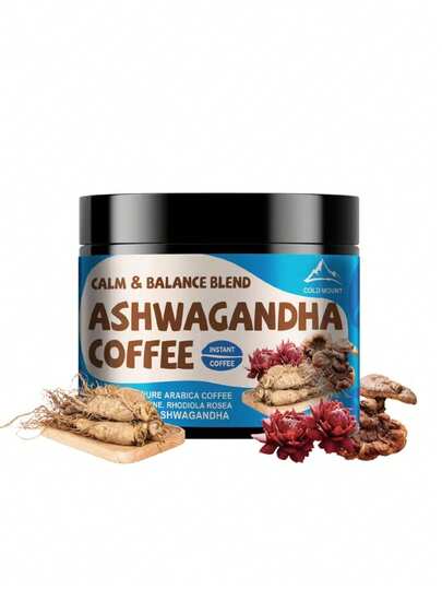 MEGNETA Ashwagandha Coffee With Ashwagandha Root, Rhodiola Rosea, L-Theanine, Reishi, Chaga | 100% ARABICA, Low Caffeine