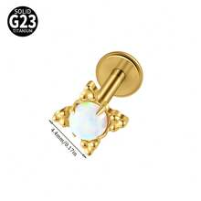 1PC Titanium Alloy CZ&Synthetic Opal Cross Cluster Flower Lip Labret Stud Flat Back Internal Threaded Piercing Ear Cartilage Tragus Rook Lobe Earring - As Shown - View 21