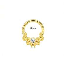 1pc Exquisite CZ Hinged Clicker Nose Ring, 2 Styles: Snake Design & Beaded Three-Stone Cubic Zirconia Segment Jewelry, 316L Hypoallergenic Stainless Steel, Multi-Purpose Nose Piercing, Cartilage, Ear Canal & Nose Jewelry - Multicolor - View 10