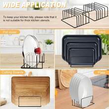 1pc Black Metal Cutting Board Storage Rack, 5-Slot Cutting Board With 3 Slots (0.51") & 2 Slots (1.06") Wide, Countertop & Cabinet Kitchen Storage Stand, Dishwasher- Cookware Holder For Home Kitchen Use - 7.09" X 5.51" X 3.15" - Multicolor - View 6