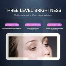 Ultra Thin LED Car Makeup High-Definition Mirror Sunshade Makeup Hanging Mirror USB Charging Sun Visor Dimmable Touch Screen Car Interior Dressing Table Female Mirror - White - View 2