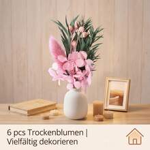APODESS Mini Trockenblumen Set 12PCS mit Rosa Hortensie, Bohnen und Hasenschwanz für DIY Projekte, Deko-Partyzubehör-Set - Übersicht 3