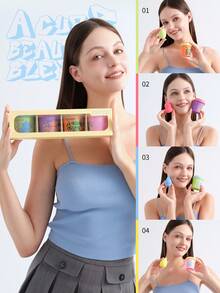 docolor 4pcs Colorful Makeup Sponge Set, 4 Fun Shaped Blending Sponges, Includes 4 Storage Boxes And Exquisite Gift Packaging, Makeup Sponges Makeup Tools, Suitable For Loose Powder, Mineral Powder Or Liquid Foundation - Multicolor - View 10