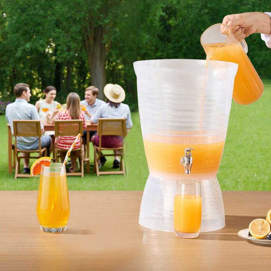 Beverage Dispenser, 2.64 Gallon Drink Dispenser For Parties, Plastic Juice Dispensers With Spigot Ice Chamber, Iced Tea Lemonade Juice Water Dispensers, For Restaurants, Hotels, Parties - Plastic+Plastic Base, 10L - View 1