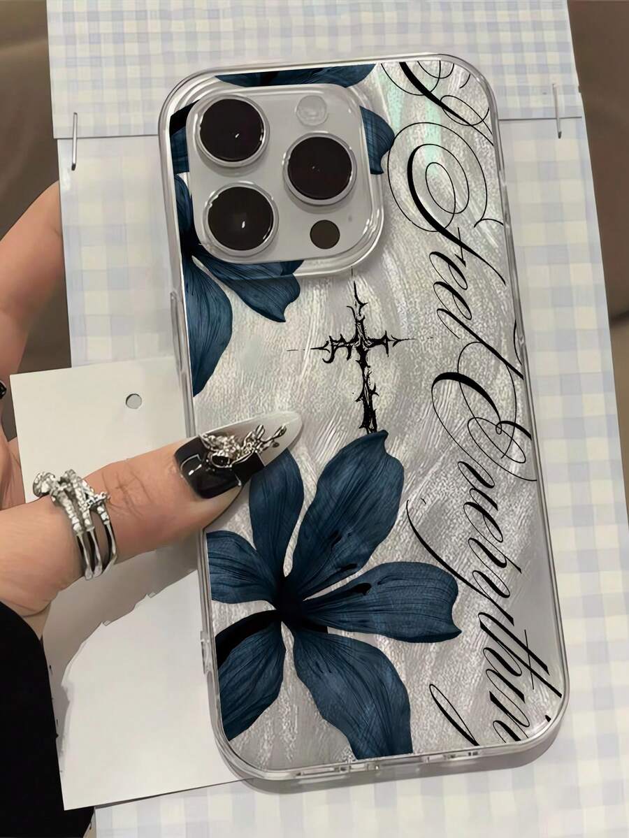 1pc Personalized Dark Cross Lily Collage Aesthetic Pattern Feather Tulle Laser Waterproof Anti-Fingerprint Anti-Scratch Transparent IMD Soft Glossy Smooth Phone Case Compatible With IPhone 16 Pro Max/16/16 Pro/16 Plus/15/15 Pro Max/15 Pro/11/12/13/14 Pro Max/11 Pro Max/12 Pro/12 Pro Max/13 Pro/13 Pro Max/14 Pro/14 Pro Max Premium Creative - Multicolor - View 1