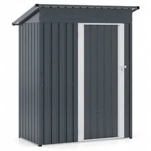 Outdoor Metal Storage Shed – 181 X 153 Cm Gray Galvanized Steel Tool House For Garden, Patio Or Yard Use – Rust-Resistant, Easy Assembly, Compact Design, Weather-Resistant Finish, Foldable Door, Ventilation Slots, Floor-Compatible Structure - Grey - View 1